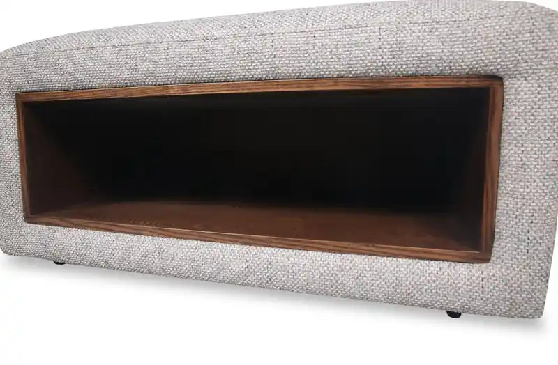 Geneva 32.5 Chenille Fabric Cocktail Ottoman with Storage and Wood Legs - Cloud Beige