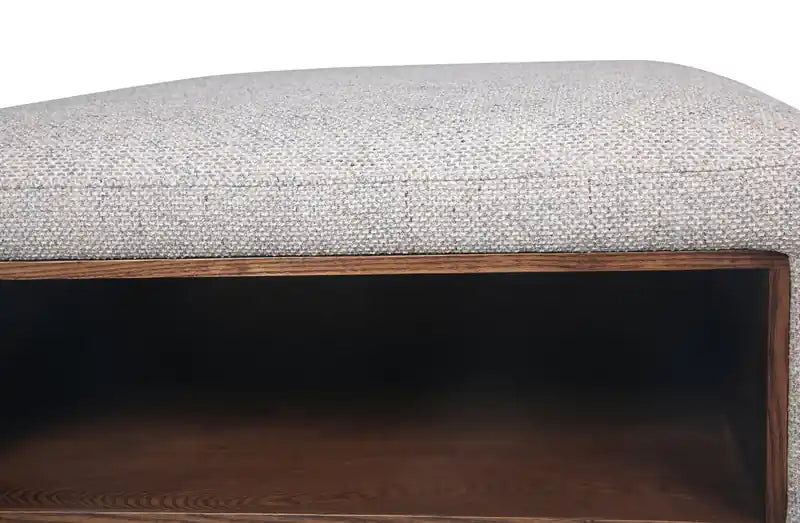 Geneva 32.5 Chenille Fabric Cocktail Ottoman with Storage and Wood Legs - Cloud Beige