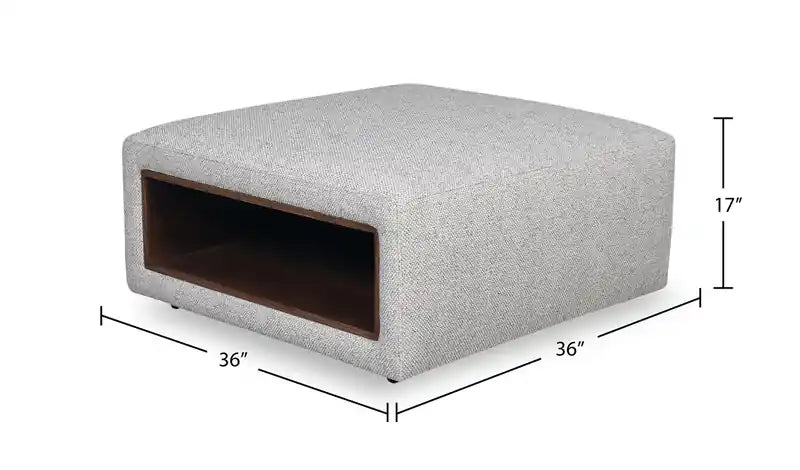 Geneva 32.5 Chenille Fabric Cocktail Ottoman with Storage and Wood Legs - Cloud Beige
