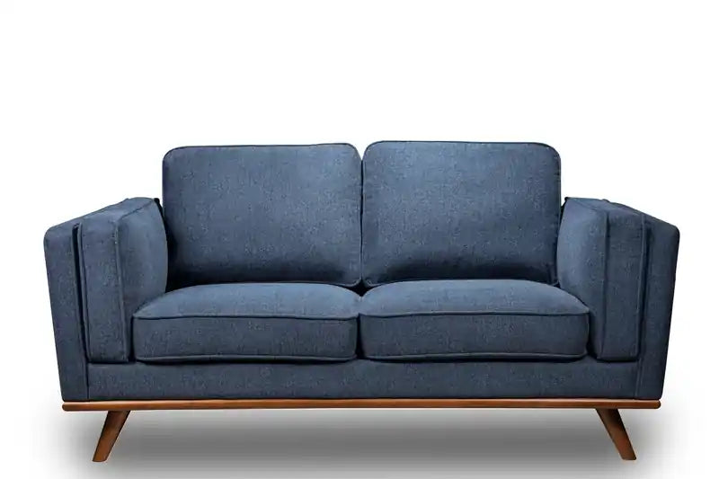 Kort & Co. Kassia 65.4 Linen-Look Fabric Loveseat with Wood Base and Legs