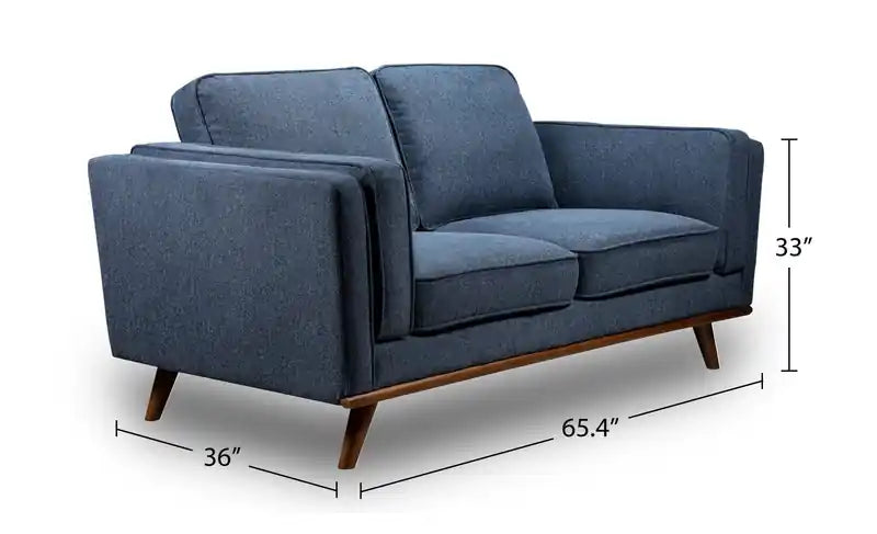 Kort & Co. Kassia 65.4 Linen-Look Fabric Loveseat with Wood Base and Legs