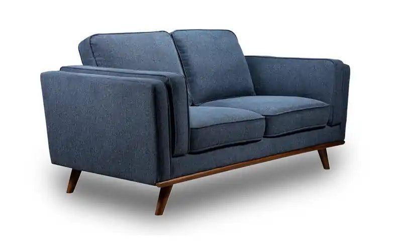 Kort & Co. Kassia 65.4 Linen-Look Fabric Loveseat with Wood Base and Legs