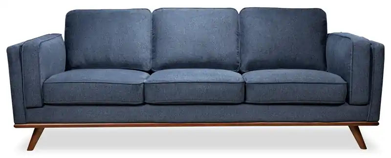 Kort & Co. Kassia 90.6 Linen-Look Fabric Sofa with Wood Base and Legs