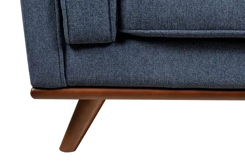 Kort & Co. Kassia 90.6 Linen-Look Fabric Sofa with Wood Base and Legs