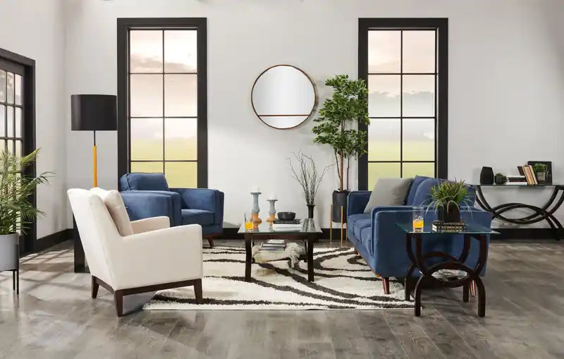 Kort & Co. Kassia 90.6 Linen-Look Fabric Sofa with Wood Base and Legs