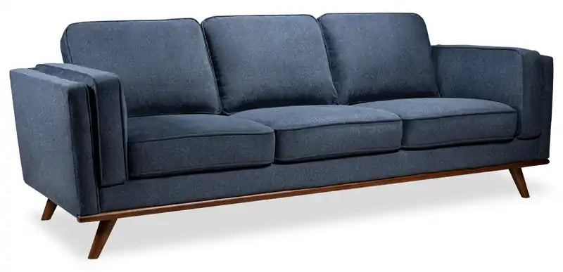 Kort & Co. Kassia 90.6 Linen-Look Fabric Sofa with Wood Base and Legs