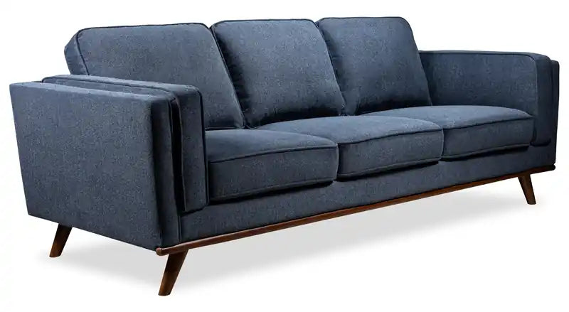 Kort & Co. Kassia 90.6 Linen-Look Fabric Sofa with Wood Base and Legs