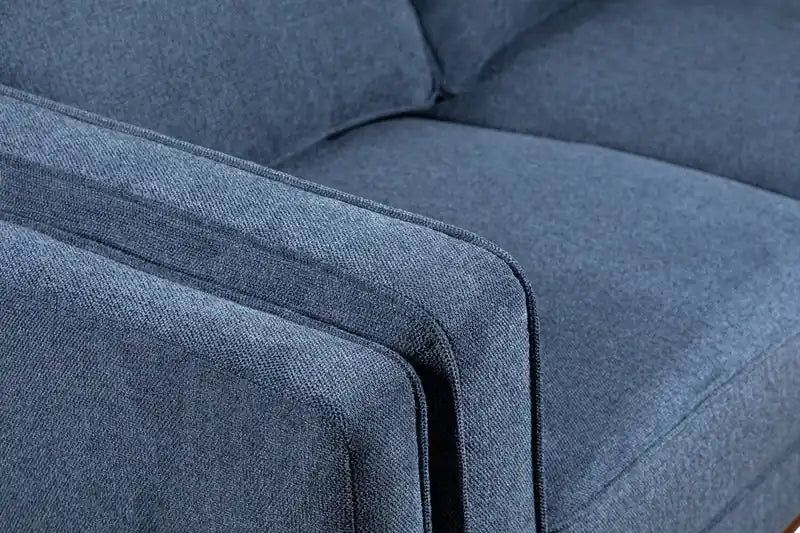 Kort & Co. Kassia 90.6 Linen-Look Fabric Sofa with Wood Base and Legs