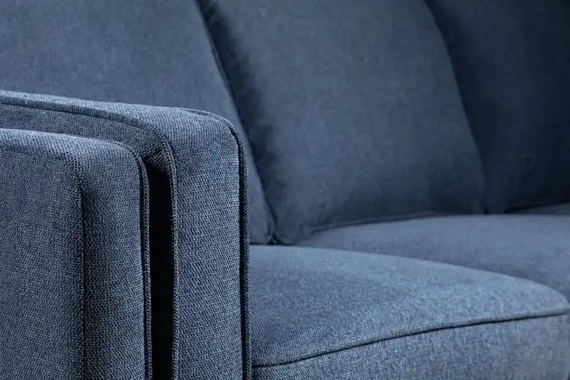 Kort & Co. Kassia 90.6 Linen-Look Fabric Sofa with Wood Base and Legs