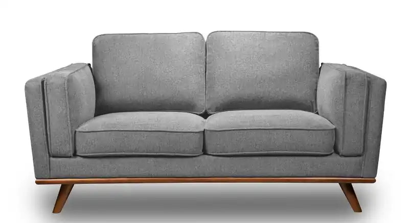 Kort & Co. Kassia 65.4 Linen-Look Fabric Loveseat with Wood Base and Legs