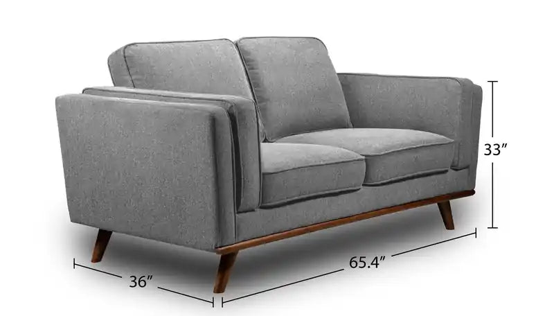 Kort & Co. Kassia 65.4 Linen-Look Fabric Loveseat with Wood Base and Legs
