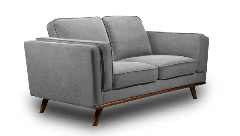 Kort & Co. Kassia 65.4 Linen-Look Fabric Loveseat with Wood Base and Legs