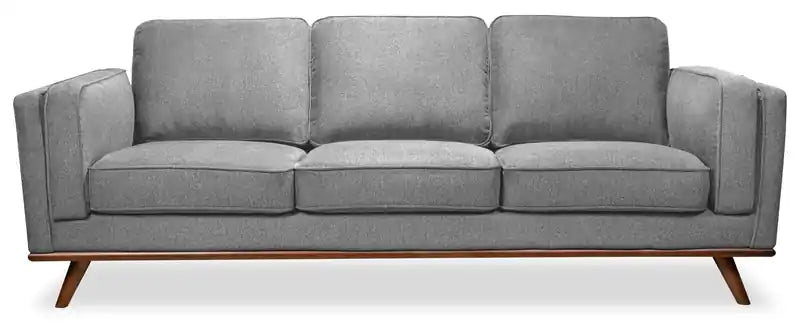 Kort & Co. Kassia 90.6 Linen-Look Fabric Sofa with Wood Base and Legs