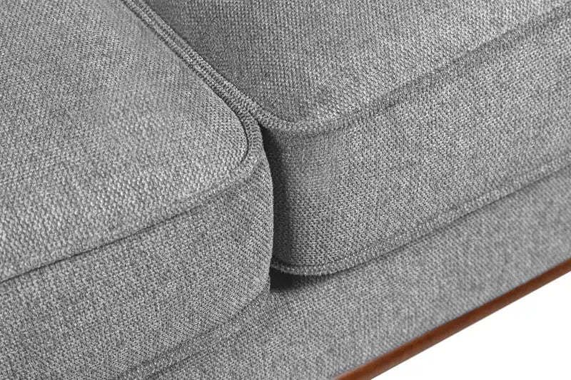 Kort & Co. Kassia 90.6 Linen-Look Fabric Sofa with Wood Base and Legs