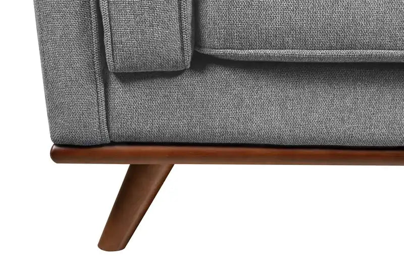 Kort & Co. Kassia 90.6 Linen-Look Fabric Sofa with Wood Base and Legs