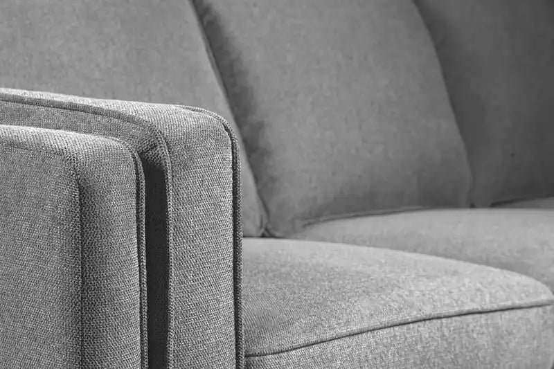 Kort & Co. Kassia 90.6 Linen-Look Fabric Sofa with Wood Base and Legs