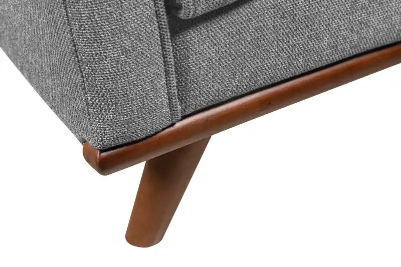 Kort & Co. Kassia 90.6 Linen-Look Fabric Sofa with Wood Base and Legs