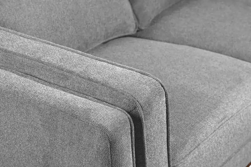 Kort & Co. Kassia 90.6 Linen-Look Fabric Sofa with Wood Base and Legs