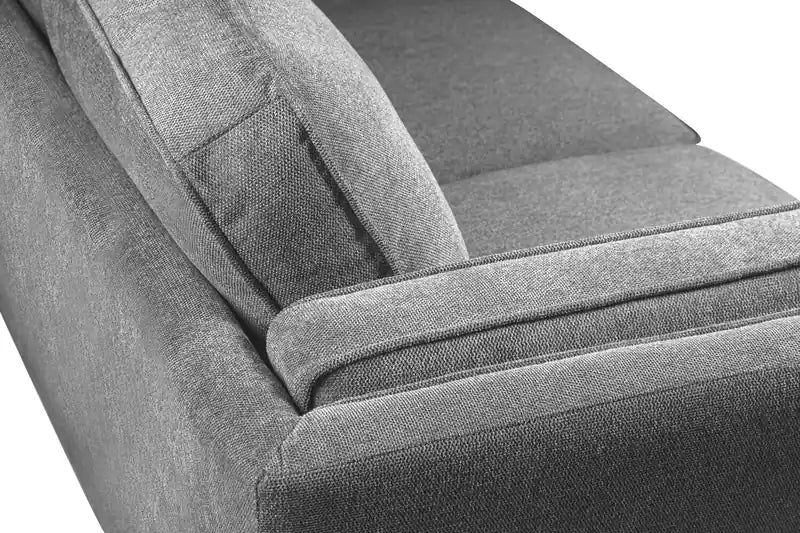 Kort & Co. Kassia 90.6 Linen-Look Fabric Sofa with Wood Base and Legs