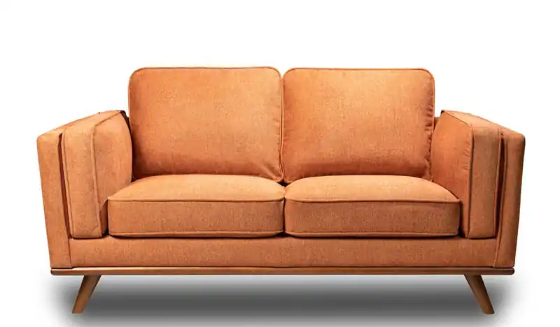 Kort & Co. Kassia 65.4 Linen-Look Fabric Loveseat with Wood Base and Legs