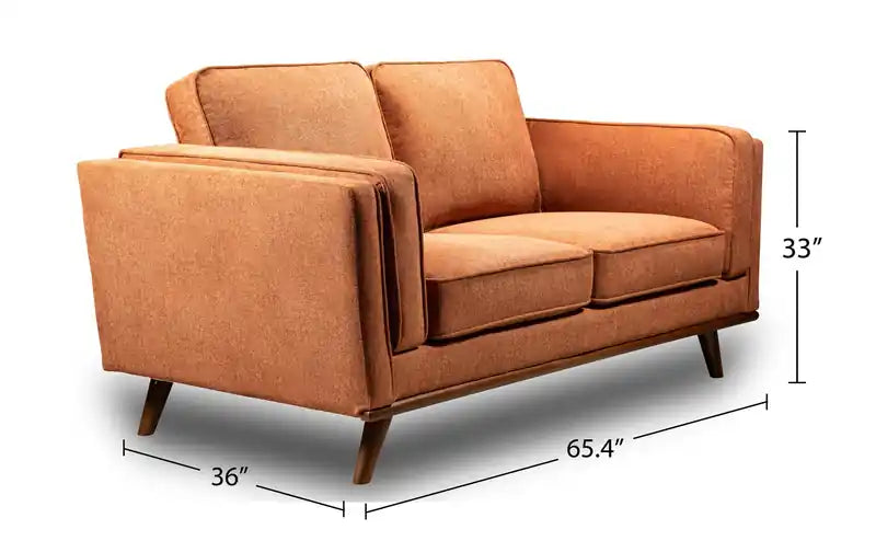 Kort & Co. Kassia 65.4 Linen-Look Fabric Loveseat with Wood Base and Legs