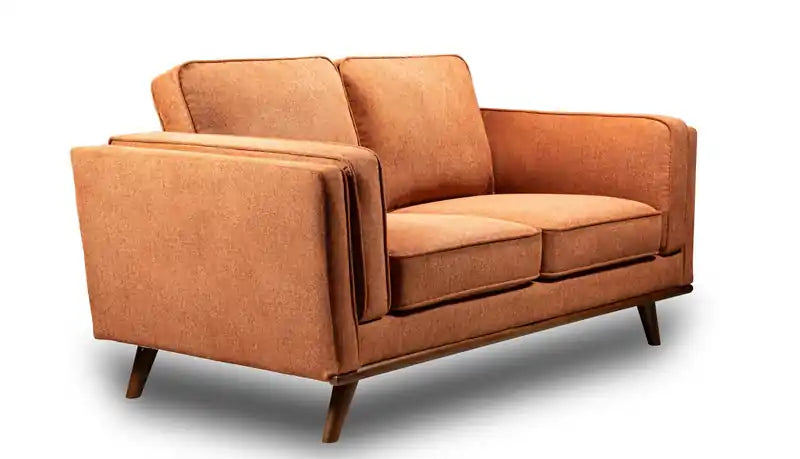 Kort & Co. Kassia 65.4 Linen-Look Fabric Loveseat with Wood Base and Legs