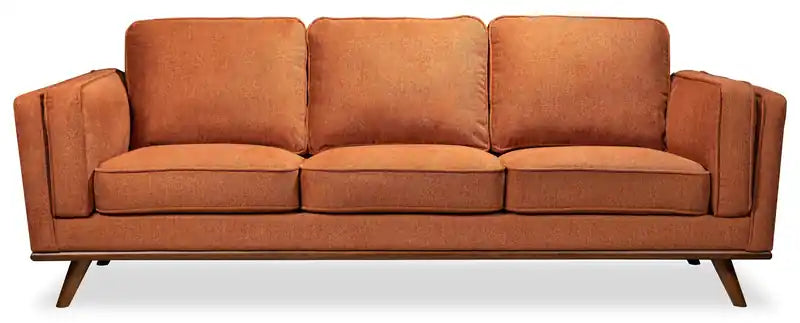 Kort & Co. Kassia 90.6 Linen-Look Fabric Sofa with Wood Base and Legs