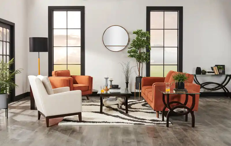 Kort & Co. Kassia 90.6 Linen-Look Fabric Sofa with Wood Base and Legs