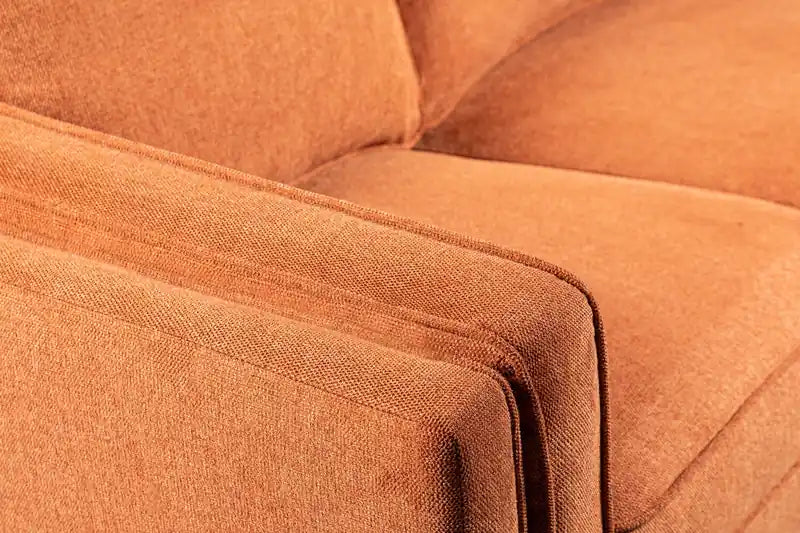 Kort & Co. Kassia 90.6 Linen-Look Fabric Sofa with Wood Base and Legs