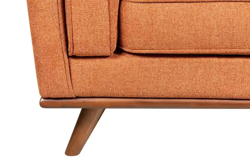 Kort & Co. Kassia 90.6 Linen-Look Fabric Sofa with Wood Base and Legs