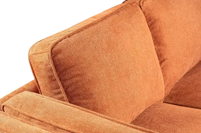 Kort & Co. Kassia 90.6 Linen-Look Fabric Sofa with Wood Base and Legs