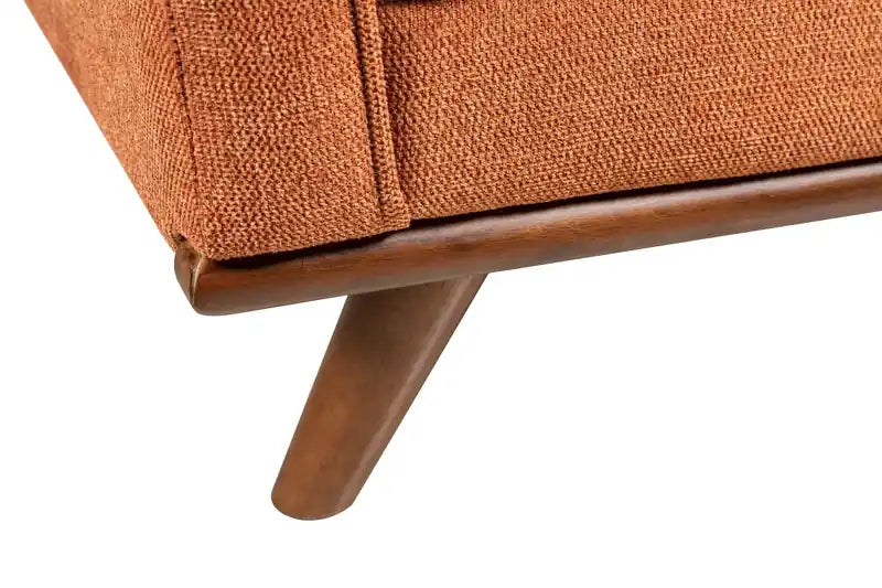 Kort & Co. Kassia 90.6 Linen-Look Fabric Sofa with Wood Base and Legs