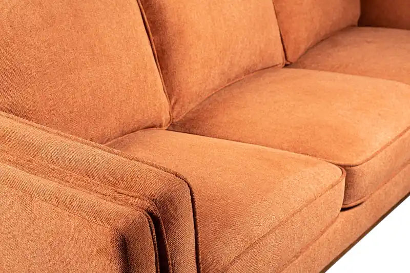 Kort & Co. Kassia 90.6 Linen-Look Fabric Sofa with Wood Base and Legs