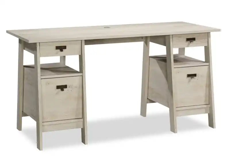 Kyree 59.06 Executive Office Desk with 4-Drawers - Chalked Chestnut