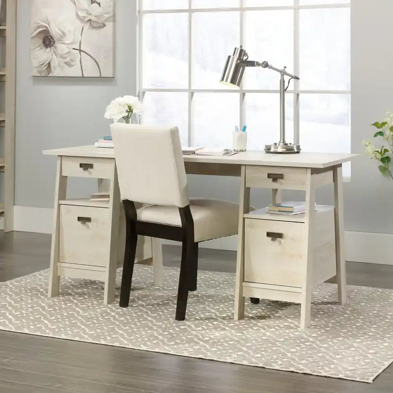 59.06" Executive Office Desk with 4 Drawers - Chalked Chestnut