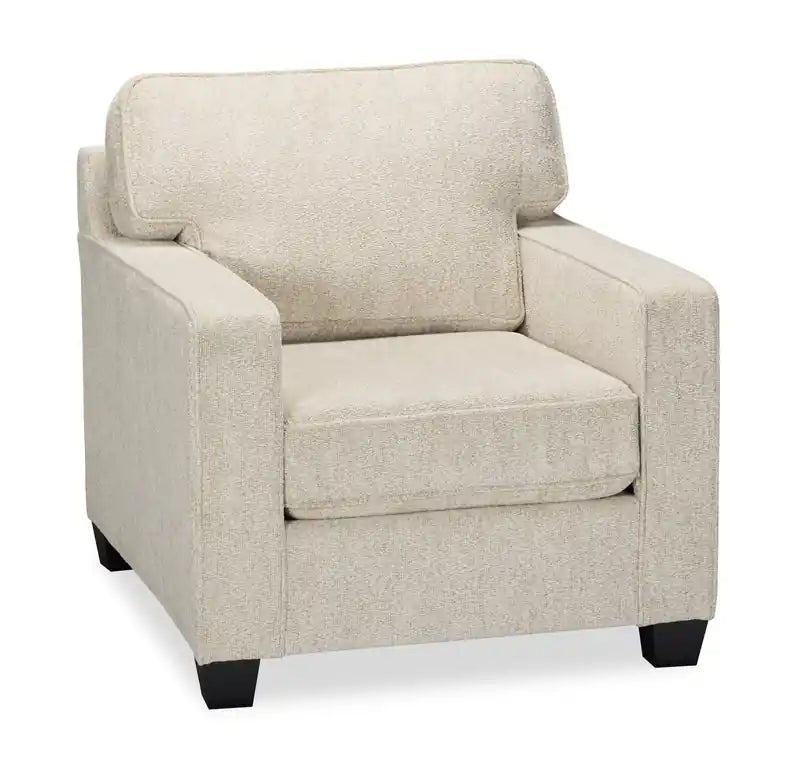 Made in Canada Lennox 35 Chenille Fabric Chair with Reversible Cushions and Track Arms