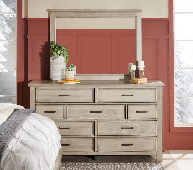 Bedroom Dresser Mirror, Wood - Drift Grey
