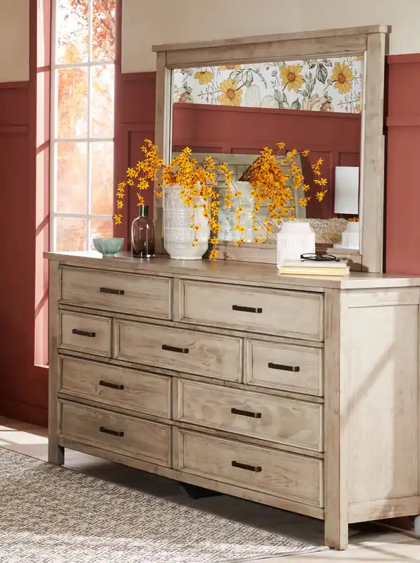 Bedroom Dresser Mirror, Wood - Drift Grey