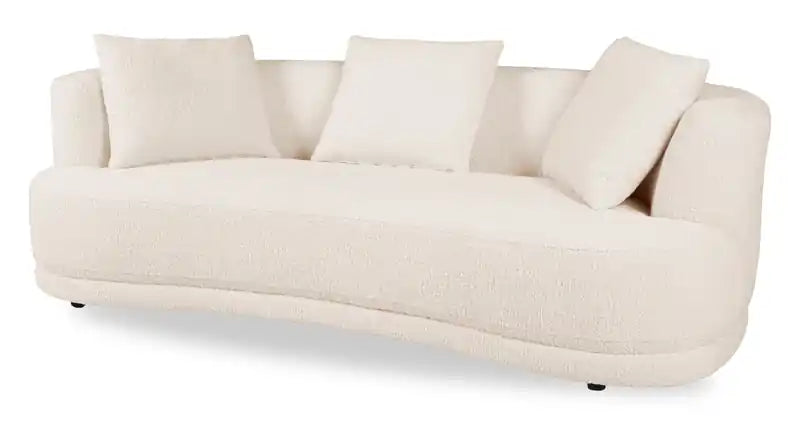 Moon 91 Fabric Curved Sofa with Accent Pillows - Wooly Raven Black