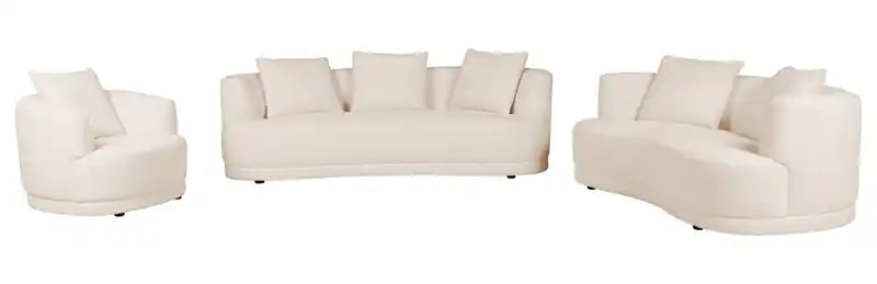 Moon 91 Fabric Curved Sofa with Accent Pillows - Wooly Raven Black
