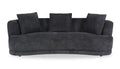 Moon 91 Fabric Curved Sofa with Accent Pillows - Wooly Raven Black