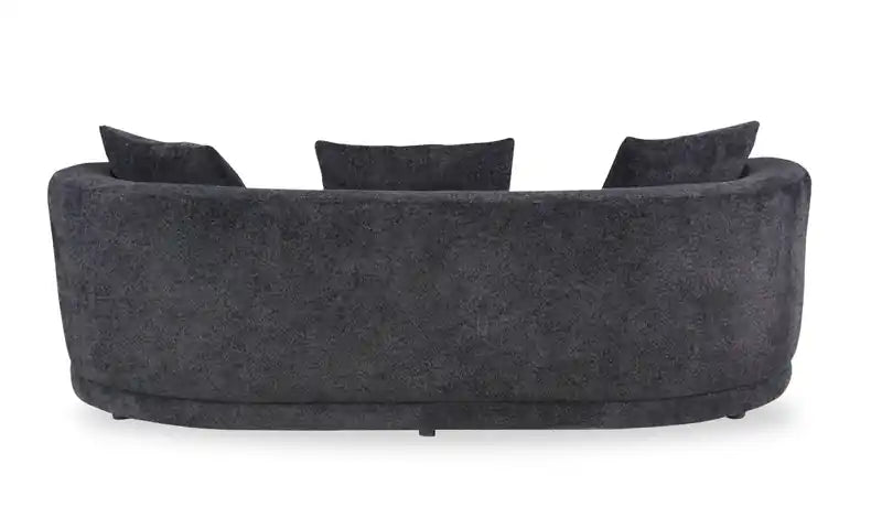 Moon 91 Fabric Curved Sofa with Accent Pillows - Wooly Raven Black