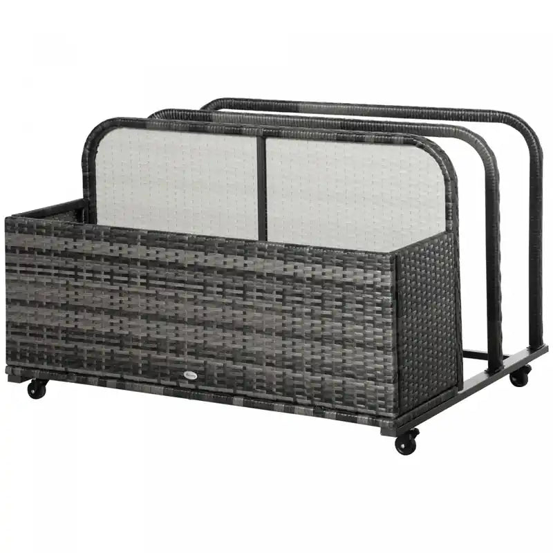 Rolling Pool Storage Rattan Outdoor Storage Wicker Organizer