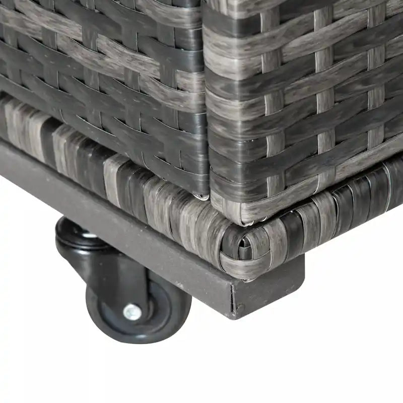 Rolling Pool Storage Rattan Outdoor Storage Wicker Organizer