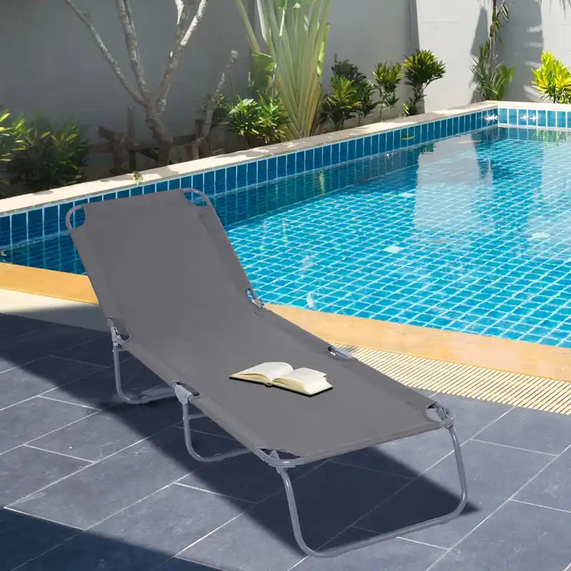 Outsunny Folding Outdoor Lounge Chair For Patio, Garden, Poolside