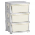 Qaba Kids Toy Storage Organizer With 3 Plastic Bins, 3 Tier Drawer Chest Utility For Kids Bedroom Nursery Kindergarten Living Room For Boys Girls Toddlers, Cream White