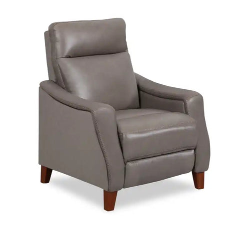 Natalie 32.5 Top-Grain Genuine Leather Pushback Reclining Chair with Wood Legs