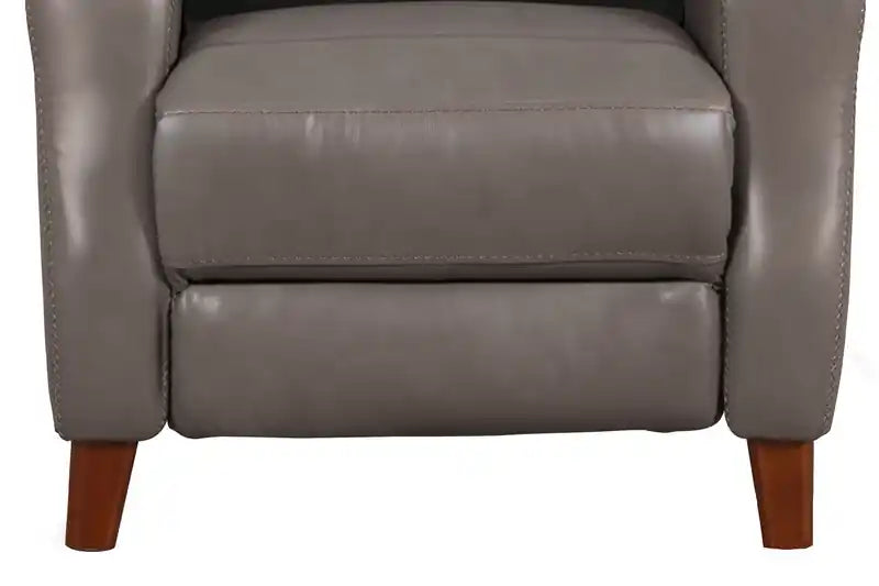 Natalie 32.5 Top-Grain Genuine Leather Pushback Reclining Chair with Wood Legs