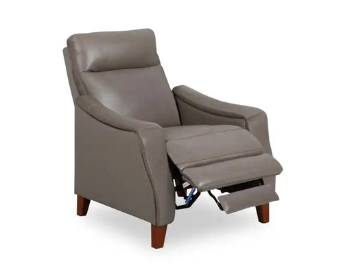Fauteuil inclinable à dossier-poussoir en cuir véritable pleine fleur 32.5 avec pieds en bois