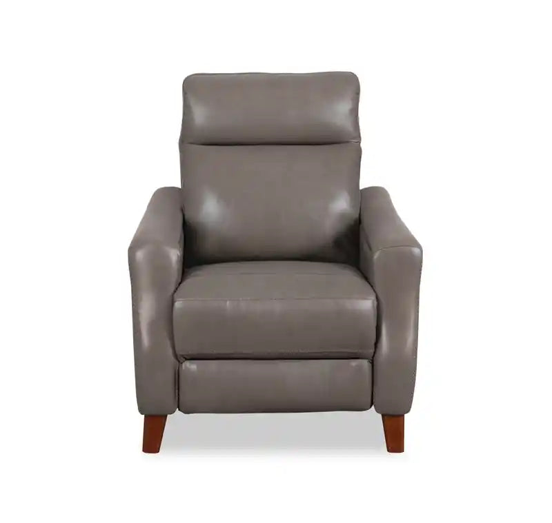 Natalie 32.5 Top-Grain Genuine Leather Pushback Reclining Chair with Wood Legs